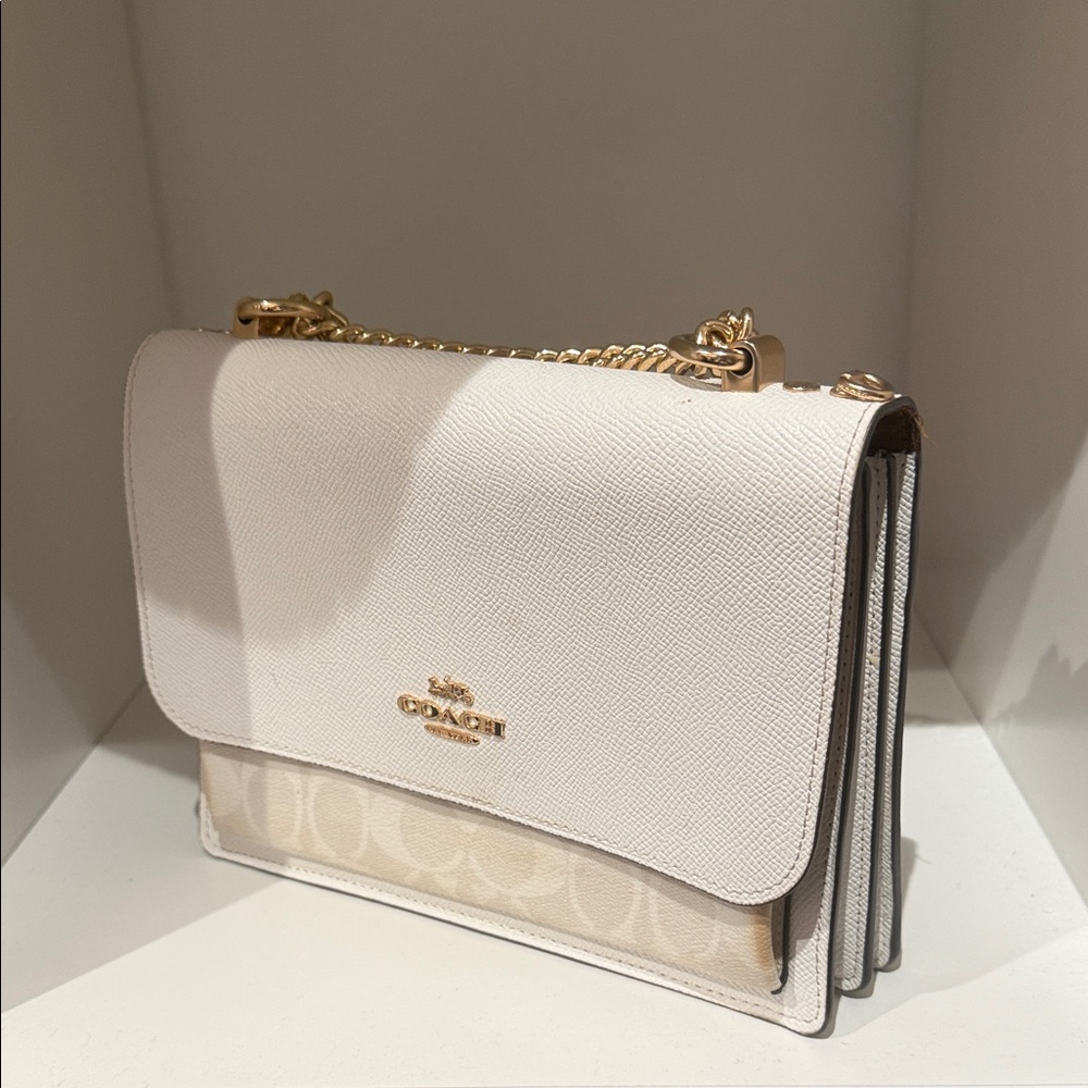 Coach Cream Crossbody Bag with Gold Accents